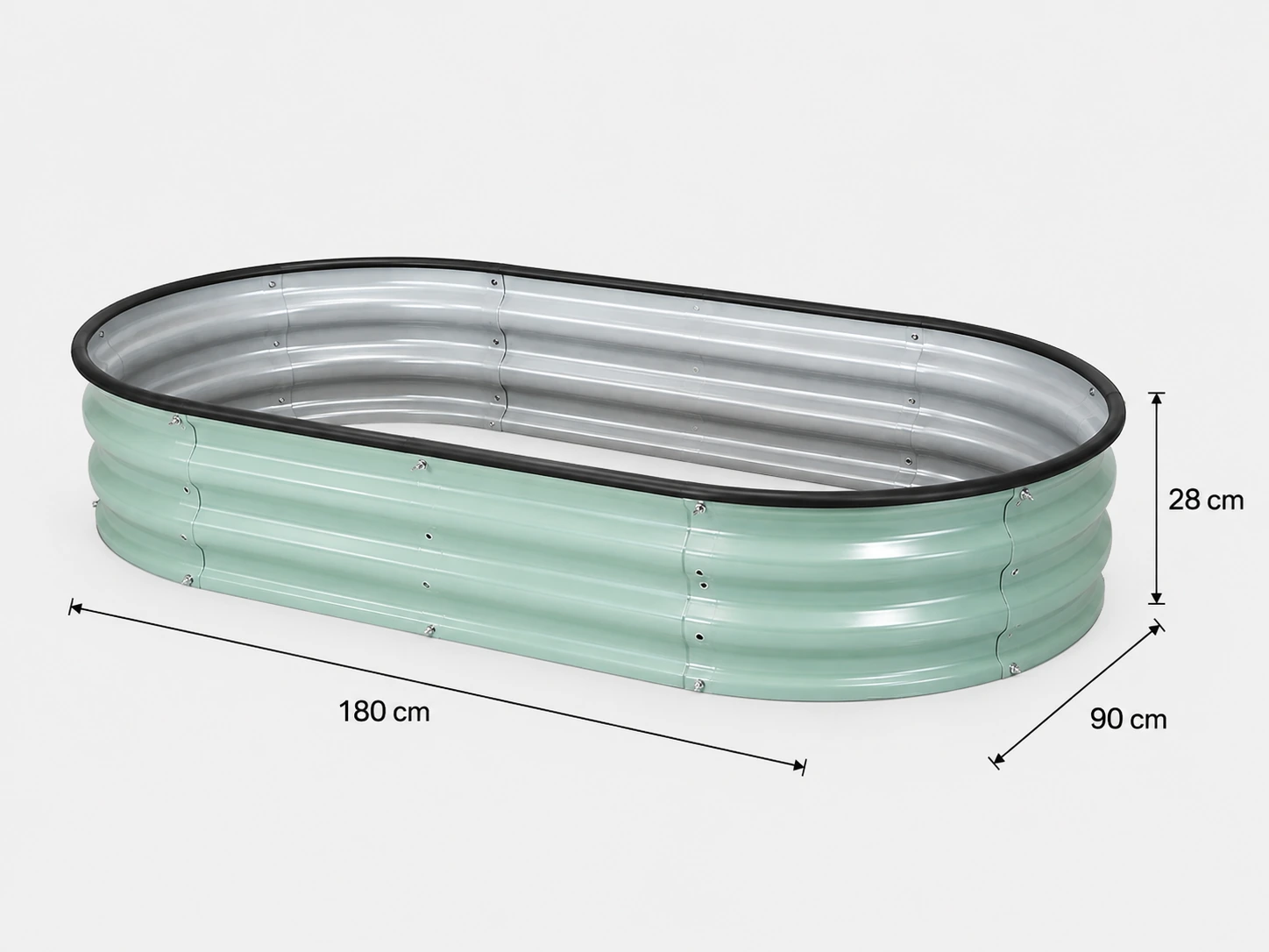 11-inch family galvanized steel raised garden bed, 180 by 90 by 28 centimeters