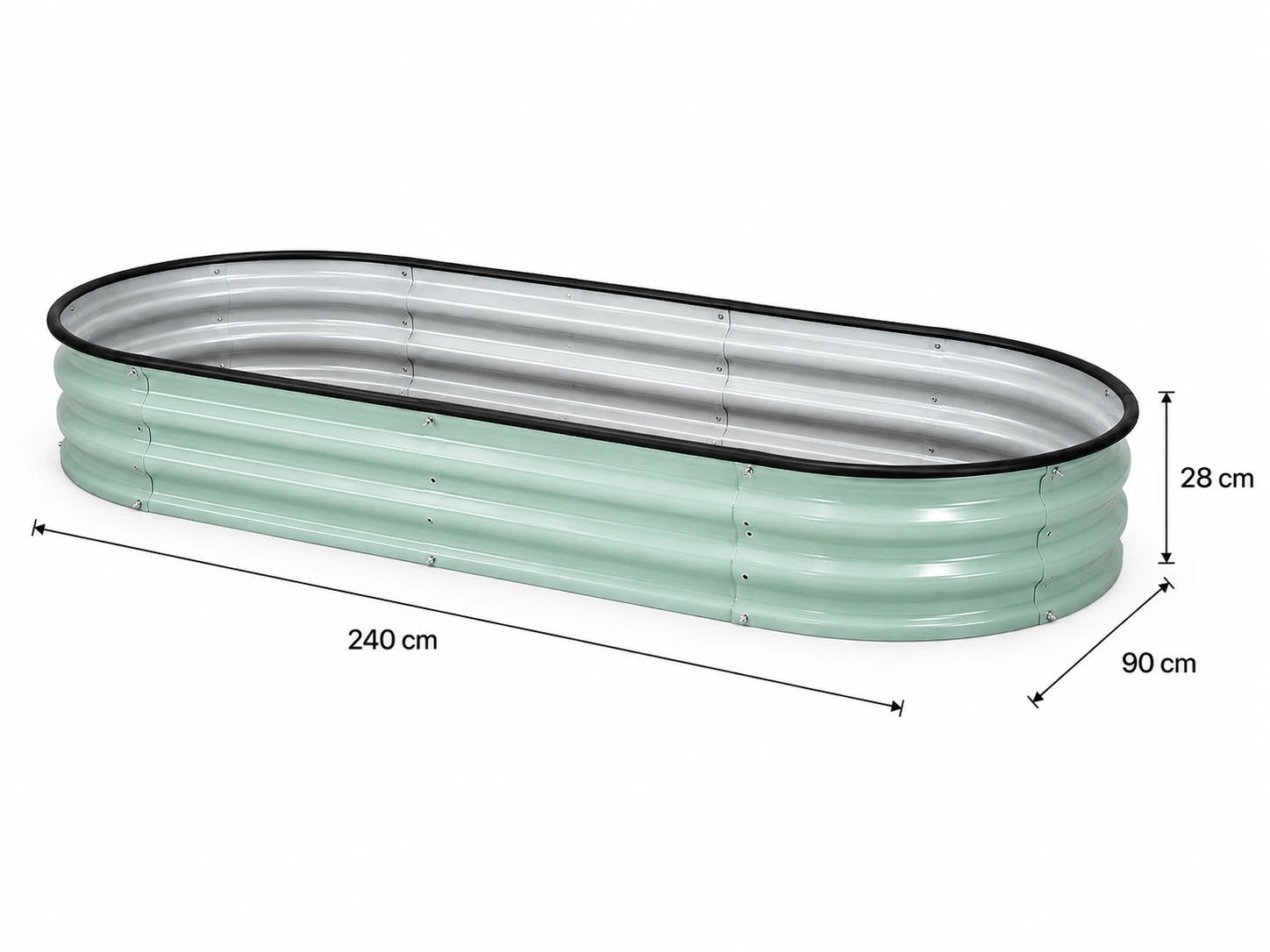 11-inch large galvanized steel raised garden bed, 240 by 90 by 28 centimeters